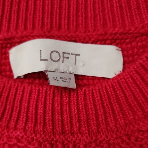 LOFT Vibrant Red Crew Neck Sweater - Picture 2 of 6